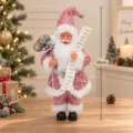 Rosa Weihnachtsmann Figur 45cm Weihnachtsdeko Tischdekoration festliche Deko Geschenke - Rosa Pailletten Stil (Stil A) / 45cm
