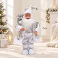 45cm Silberner Weihnachtsmann Figur Tischdeko Weihnachten Festliche Party Deko Geschenk - Silberweiß Bedruckter Stil (Stil B) / 45cm