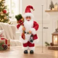 Rote 45cm Weihnachtsmann Figur mit Geschenksack und Laterne für festliche Weihnachtsdekoration. - Roter Paillettenmantel Stil (Stil C) / 45cm