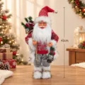 Weihnachtsmann Figur Dekoration 45cm Strickpullover mit Geschenk und Laterne rot grau - Rot-Weißer Strickpullover Stil (Stil D) / 45cm