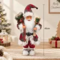 Christmas Santa Claus figurine 45cm red plaid holiday table decoration display new - Red and Black Plaid with Sled Style (Style F) / 45cm