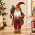 45cm Christmas Santa Claus figurine holiday party desktop decoration festive gift doll - Red Fur Coat with Glasses Style (Style G) / 45cm