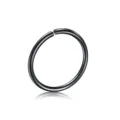 Detailed view of black stainless steel nose ring hoop, titanium steel piercing body jewelry. - 0.8*6mm / Black
