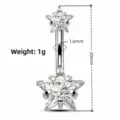 Double head star rhinestone belly button ring stainless steel body piercing jewelry 20mm - Pentagram