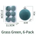 Grass green flocked Christmas balls 6pcs set for tree decoration and holiday hanging display. - Set of 6 / Grass Green