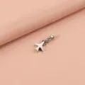 Ciondolo aeroplano in acciaio inossidabile accessorio gioielli DIY per bracciale - Colore acciaio