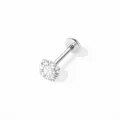 Titanium platte achterkant oorknopje zilver kraakbeen piercing hypoallergeen sieraad - Enkel Stuk [4mm Strass + 6mm Staaf] / 1 Stuk