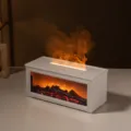 Vintage fireplace flame humidifier, 3D simulated fire aromatherapy machine for home. - USB Plug-in / With Remote Control + Seven Color Light + Auto Power Off When Water Shortage / White
