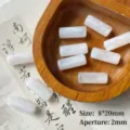 Cuentas cilindricas de imitacion de jade efecto nube para bisuteria DIY artesanal - 1 Pieza/Paquete / 02 Niebla Blanca