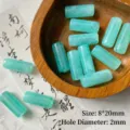 Abalorios cilíndricos de imitación de jade cian 8x20mm suministros para manualidades de joyería - 1 Pieza/Paquete / 04 Azul Matutino