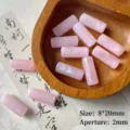 Abalorios cilíndricos de jade falso rosa DIY, cuentas espaciadoras lisas de 8x20mm para joyería. - 1 Pieza/Paquete / 07 Niebla Rosa