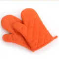 Guanti da forno trapuntati arancioni dettaglio, guanti da cucina resistenti al calore per cottura. - Pezzo Singolo / Arancione