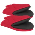 Red and black quilted oven mitts set heat resistant kitchen cooking baking gloves - Heat-resistant Gloves / Single Piece / Red