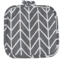 Presina in cotone e lino con motivo chevron grigio, utile tappetino termico da cucina. - 17x17cm / Freccia Grigia