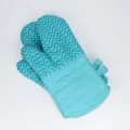 Guanti da forno in silicone ispessiti guanti da cucina resistenti al calore con design a onda. - Celeste