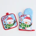 Set guanto da forno e presina di Natale, tessuto resistente al calore per cucina. - Set Guanto + Tappetino