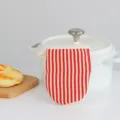 Thick heat-resistant oven mitt red white stripe baking microwave anti-scald mitt - 14*18cm / Red Stripes
