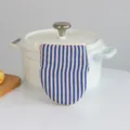 Blue and white striped oven mitt, thick heat resistant baking glove for microwave and kitchen. - 14*18cm / Blue Stripe