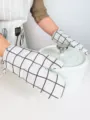 Guanti da forno spessi a quadri neri e bianchi, guanti da cucina resistenti al calore per pentole. - 1 Paio/Confezione / Quadri Bianchi