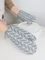 Insulated oven mitts kitchen baking heat resistant gloves thick pot holder for cooking - 1 Pair / Grey Arrow