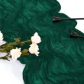 Dunkelgrüner, knittriger Chiffon-Tischläufer, eleganter Gitterstoff für Hochzeit und Party. - Dunkelgrün
