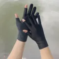 Gants de protection solaire d'été en soie de glace demi-doigts pour la conduite. - Taille unique / Noir