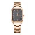 Elegante reloj de cuarzo cuadrado para mujer con correa de acero inoxidable y esfera gris. - Negro Cepillado Romano