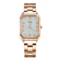 Elegante orologio da donna al quarzo rettangolare con cinturino in acciaio oro rosa e quadrante. - Numerato Spazzolato Bianco