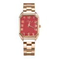 Orologio al quarzo rettangolare da donna con quadrante rosso e cinturino acciaio chic. - Numerato Spazzolato Rosso