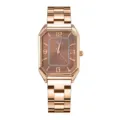 Elegante orologio da polso al quarzo rettangolare in oro rosa con cinturino in acciaio. - Numerato Barra Marrone