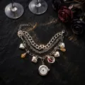 Elegante pulsera reloj multicapa con dijes de corazón y esfera de cuarzo para mujer. - Corazón Linterna Diamante de Imitación / Plateado