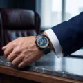 Reloj de cuarzo para hombre con correa de metal negro, esfera azul y diseño elegante y único. - Azul