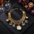 Gold multi-layer chain quartz watch with star and crystal charms for women daily wear. - Hollow Star / Gold