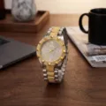 Reloj mujer cuarzo estrases esfera estrellada acero plata oro correa lujo moda casual - Bicolor Blanco