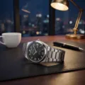 Reloj de hombre de cuarzo RUOLINDO de acero inoxidable con fecha y esfera luminosa. - Negro