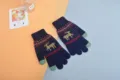 Gants tricotés tactiles chauds pour femmes en hiver, motif de cerf mignon gants thermiques. - Taille unique / Bleu marine