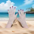 Women sun protection lace half finger gloves summer breathable driving mesh fingerless gloves - Beige Lace Half-Finger