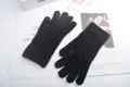 Gants tactiles tricotés noirs pour femmes hiver chaud épais jacquard gants complets - Taille unique / Noir