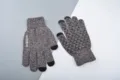 Gants d'hiver chauds en tricot pour hommes, tactiles et antidérapants pour le cyclisme extérieur. - Taille unique / Café Chiné Antidérapant