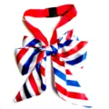 Independence Day pet bow tie collar with red white blue stripes and adjustable elastic strap. - One Size (Adjustable) / Red White Blue Striped Style