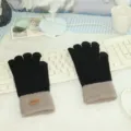 Gants tactiles en tricot de velours alpaca pour hommes et femmes, hiver chaud extérieur. - Taille unique / Noir