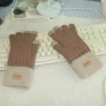 Gants Tactiles Tricotés En Alpaca Hiver Chaud Épais Mignons Gants Pour Hommes Et Femmes - Taille unique / Khaki Clair