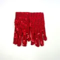 Red sequin gloves sparkling dance performance party costume stage accessory adult kids - One Size / Kids Red