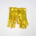 Yellow sequin performance gloves for dance stage shows, party costumes and events. - One Size / Kids Yellow