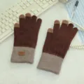 Guanti touch screen in maglia misto alpaca marrone, guanti termici caldi invernali per freddo. - Taglia unica / Marrone scuro
