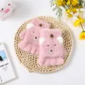 Gants en peluche pour enfants demi-doigts mignons ours rose mitaines chaudes d'hiver garçons - Taille unique / Ours Rose