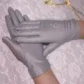 Guanti estivi sottili elasticizzati in spandex da donna con delicato ricamo protezione solare. - Taglia unica / Grigio chiaro
