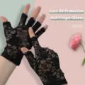 Black lace fingerless gloves for women summer sun protection breathable driving riding gloves - One Size / Black