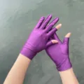 Purple ice silk sun protection gloves half finger summer driving outdoor cycling thin breathable - One Size / Purple