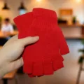 Gants sans doigts en tricot rouge pour hiver chaud douce laine travail quotidien. - Taille unique / Rouge vif